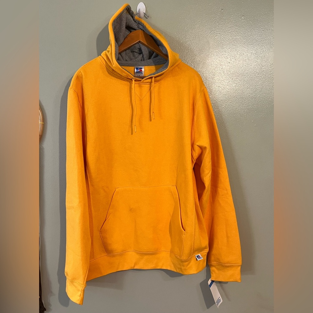 Russel Vintage Men's  Unisex Hoodie Yellow Pullover Size L NWT